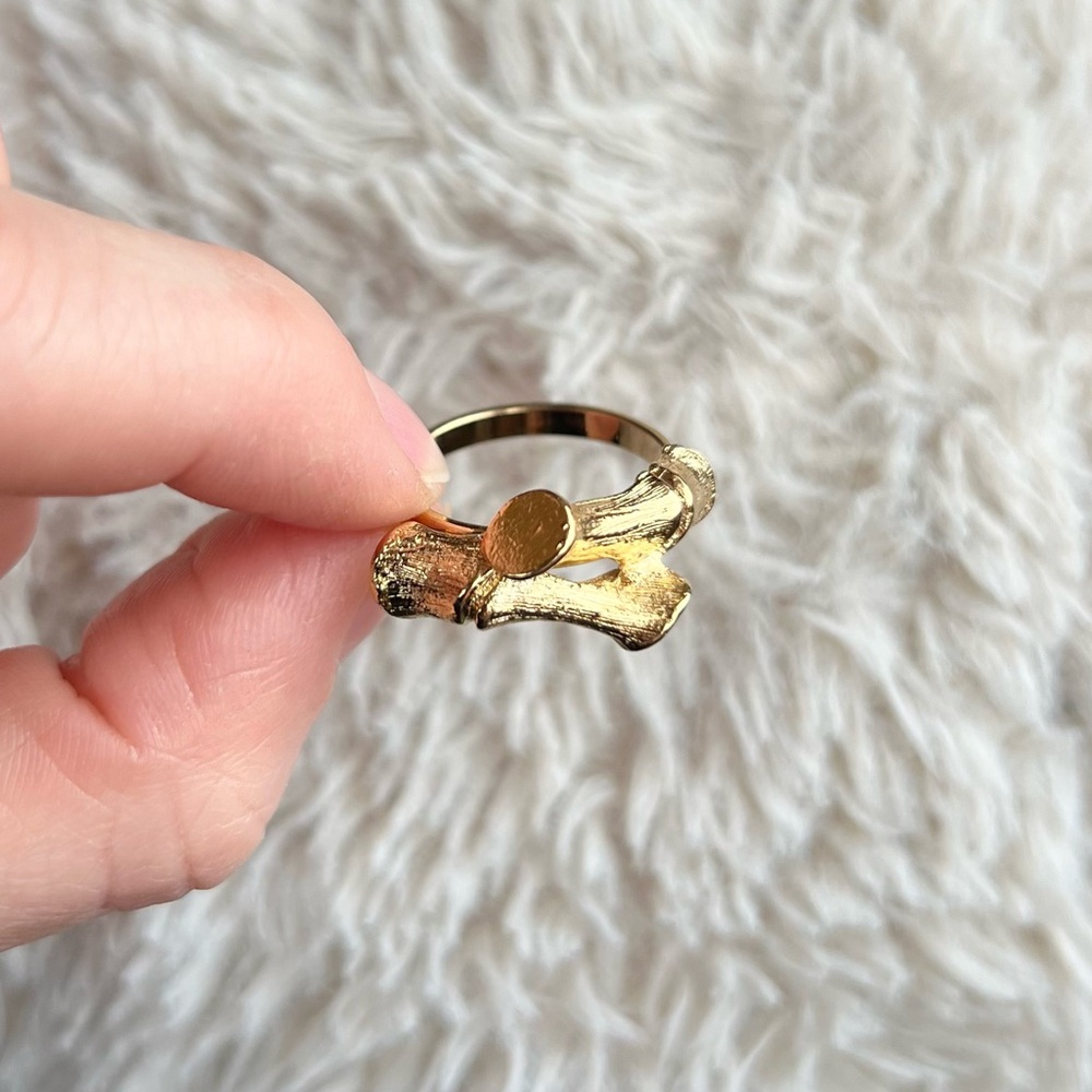 Gold Bamboo Ring- Adjustable - Picture 3 of 7